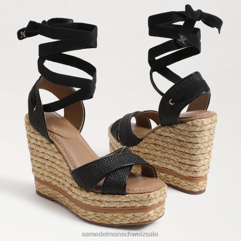 CH Sam Edelman Frauen Vaughn Espadrille-Keilsandale schwarzes Gewebe X2J86245 Schuhwerk