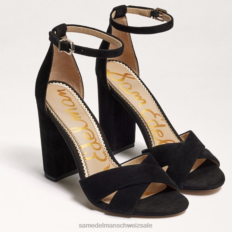 CH Sam Edelman Frauen Yancy-Sandale mit Knöchelriemen schwarzes Wildleder X2J86774 Schuhwerk