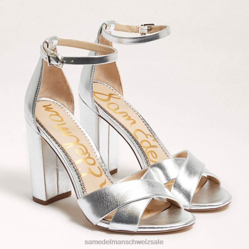 CH Sam Edelman Frauen Yancy-Sandale mit Knöchelriemen weiches Silber X2J86771 Schuhwerk