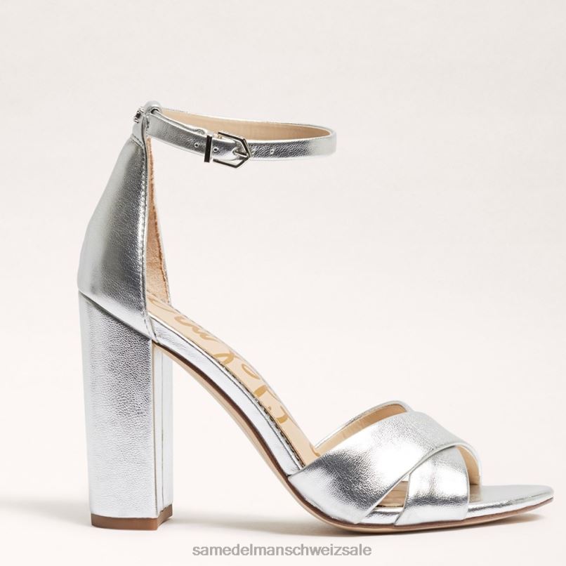 CH Sam Edelman Frauen Yancy-Sandale mit Knöchelriemen weiches Silber X2J86771 Schuhwerk