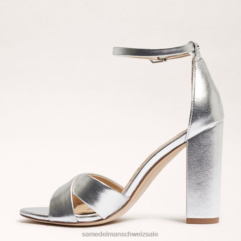 CH Sam Edelman Frauen Yancy-Sandale mit Knöchelriemen weiches Silber X2J86771 Schuhwerk