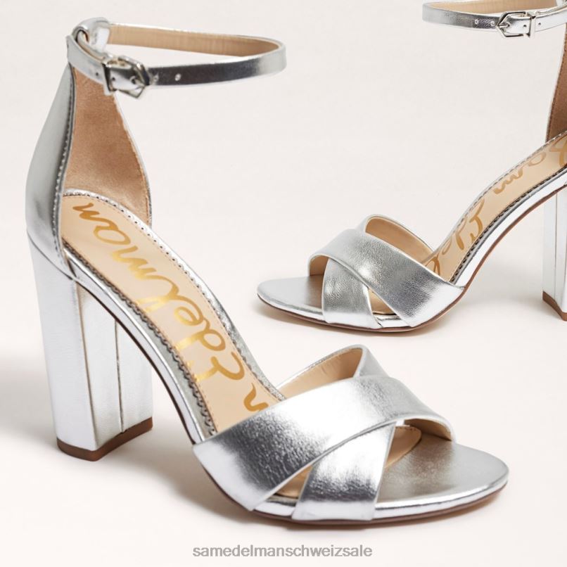 CH Sam Edelman Frauen Yancy-Sandale mit Knöchelriemen weiches Silber X2J86771 Schuhwerk