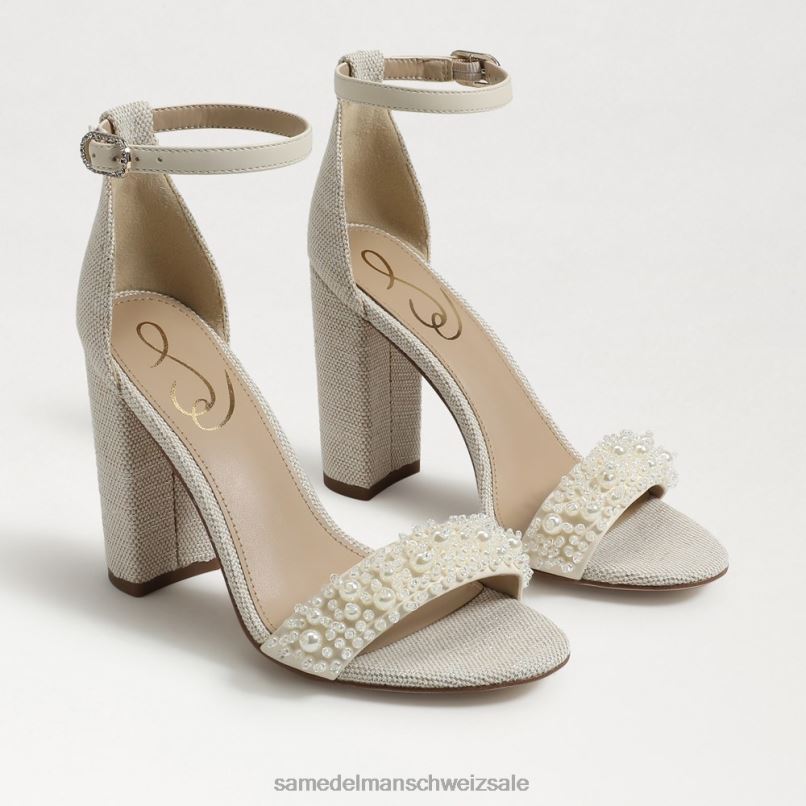 CH Sam Edelman Frauen Yaro Perla Sandale mit Blockabsatz modernes Elfenbein X2J86618 Schuhwerk