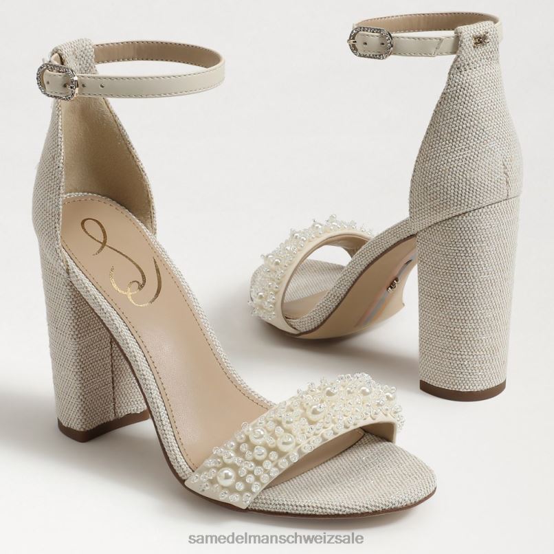 CH Sam Edelman Frauen Yaro Perla Sandale mit Blockabsatz modernes Elfenbein X2J86618 Schuhwerk