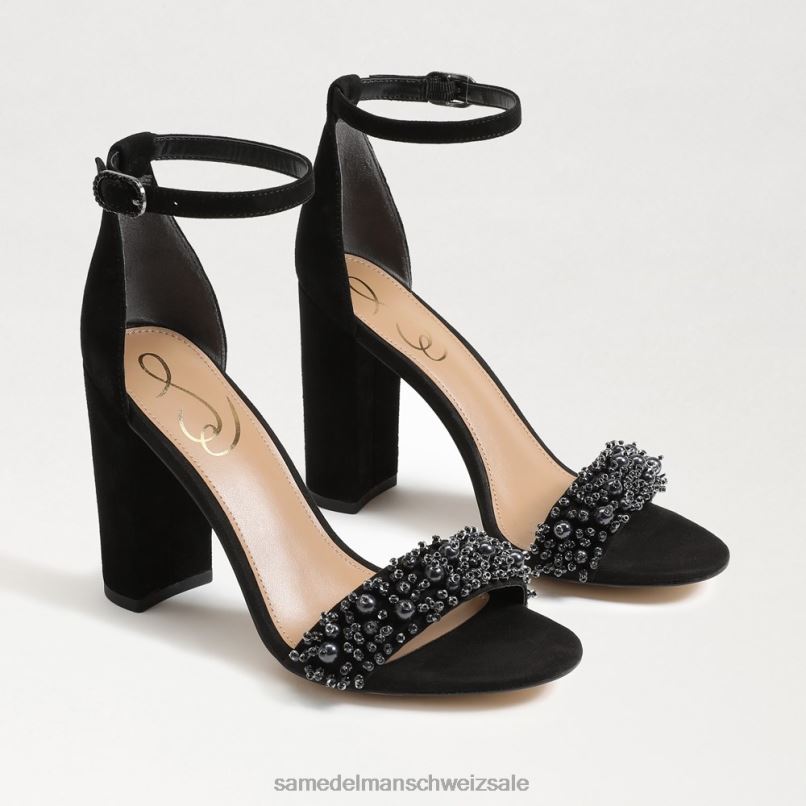 CH Sam Edelman Frauen Yaro Perla Sandale mit Blockabsatz schwarzes Wildleder X2J86619 Schuhwerk