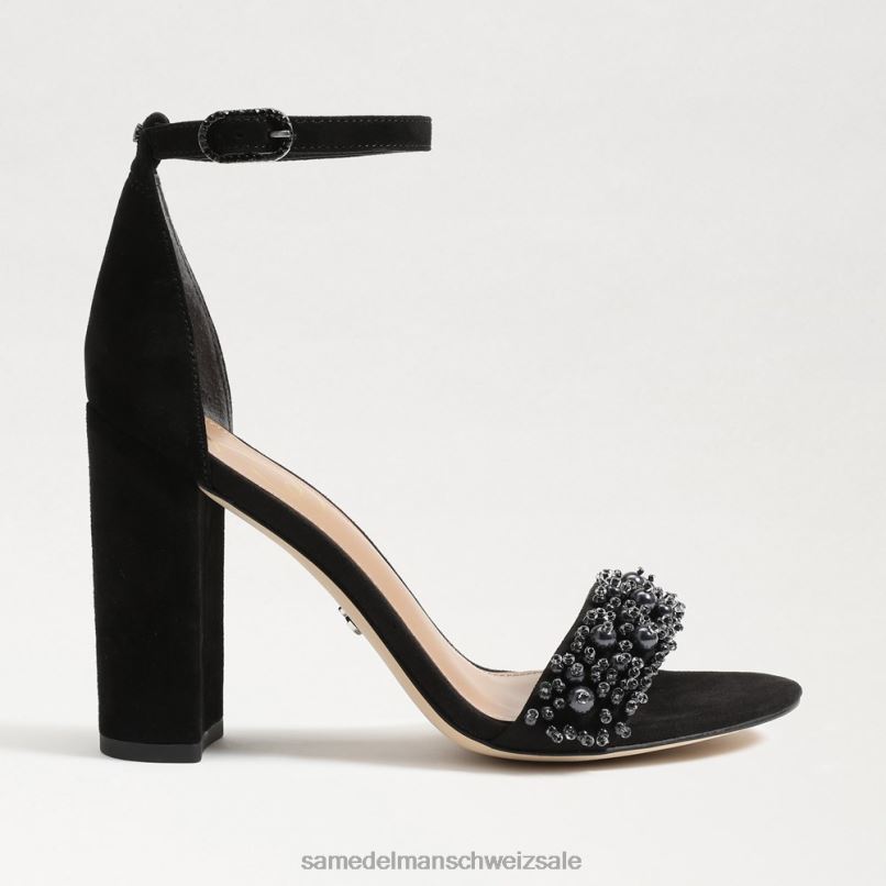 CH Sam Edelman Frauen Yaro Perla Sandale mit Blockabsatz schwarzes Wildleder X2J86619 Schuhwerk