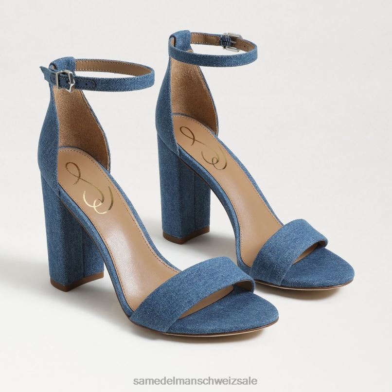 CH Sam Edelman Frauen Yaro-Sandale mit Blockabsatz gewaschenes Indigo X2J86320 Schuhwerk