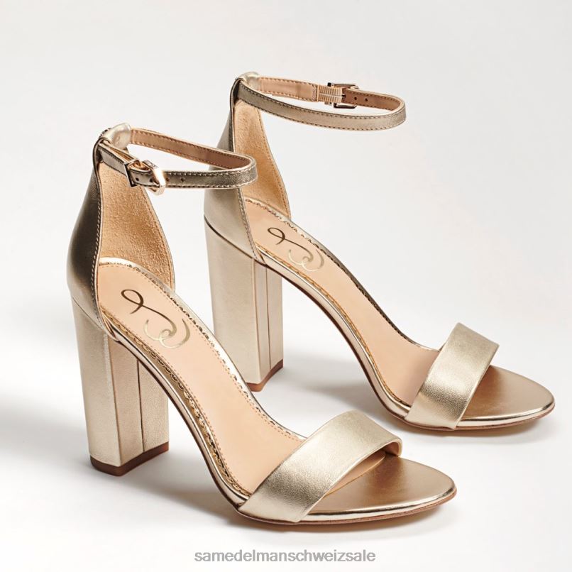 CH Sam Edelman Frauen Yaro-Sandale mit Blockabsatz hellgoldenes Leder X2J86324 Schuhwerk