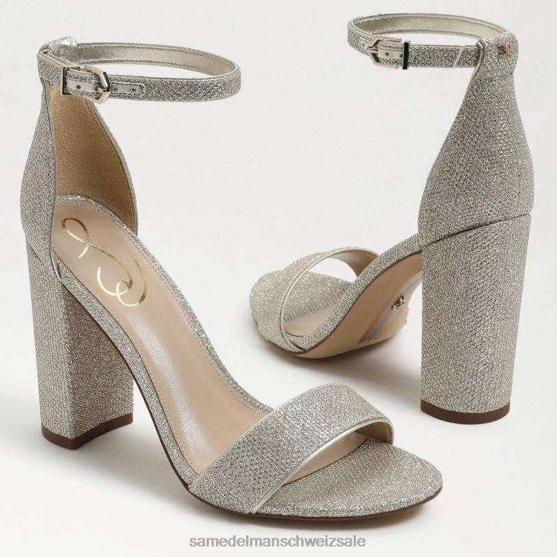 CH Sam Edelman Frauen Yaro-Sandale mit Blockabsatz hellgoldenes Netz X2J86319 Schuhwerk