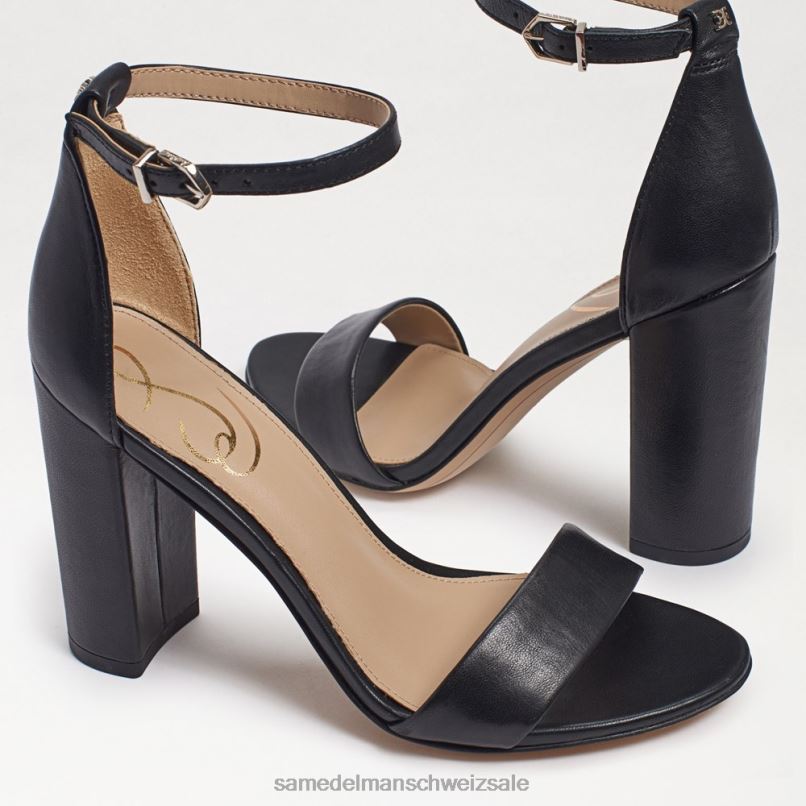 CH Sam Edelman Frauen Yaro-Sandale mit Blockabsatz schwarzes Leder X2J86325 Schuhwerk