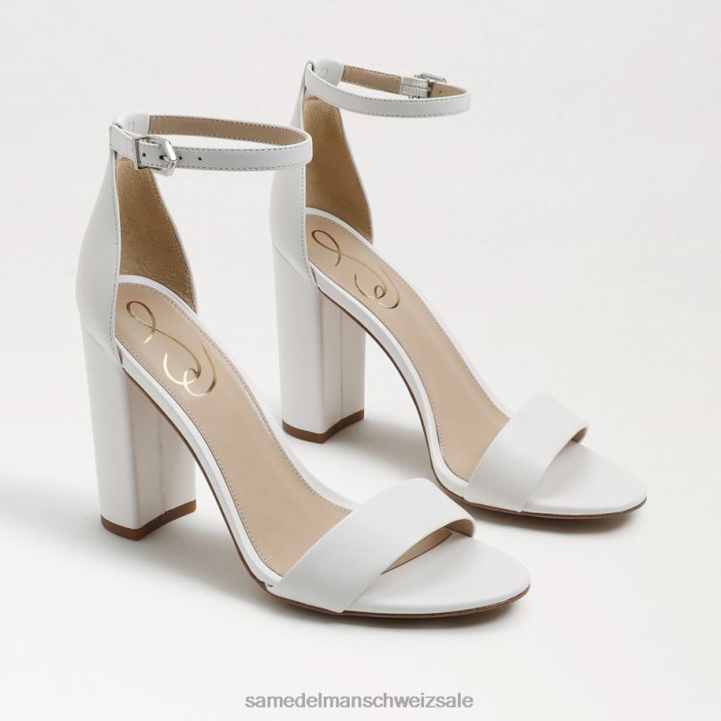CH Sam Edelman Frauen Yaro-Sandale mit Blockabsatz strahlend weißes Leder X2J86328 Schuhwerk