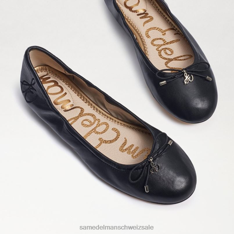 CH Sam Edelman Frauen Ballerinas von Felicia schwarzes Leder X2J86127 Schuhwerk