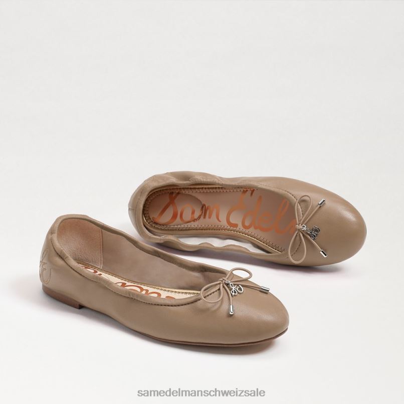CH Sam Edelman Frauen Ballerinas von Felicia weiches beiges Leder X2J86125 Schuhwerk