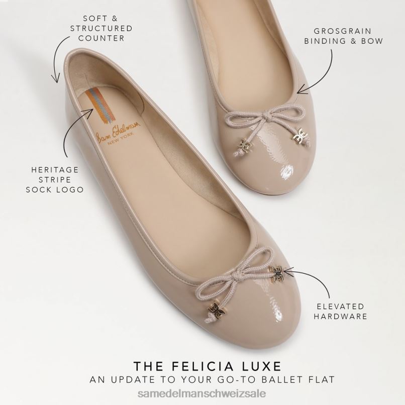 CH Sam Edelman Frauen Felicia Luxe Ballerinas Chai-Latte-Patent X2J86295 Schuhwerk