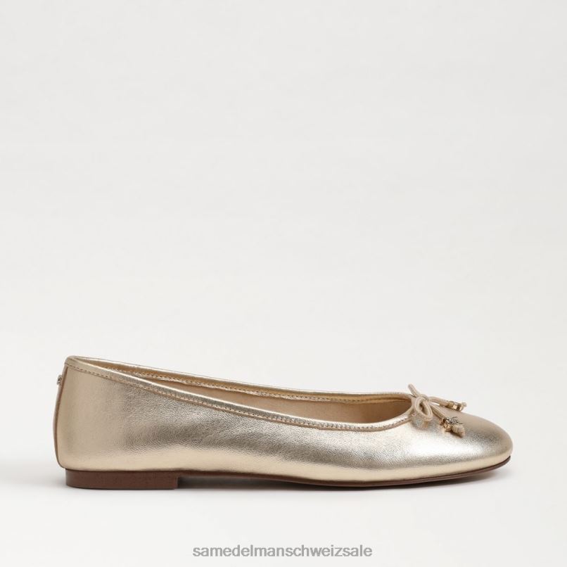 CH Sam Edelman Frauen Felicia Luxe Ballerinas Gold Blatt X2J86285 Schuhwerk
