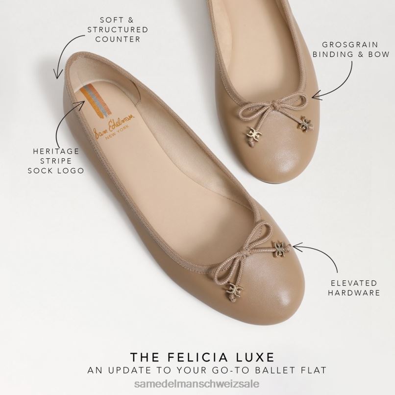 CH Sam Edelman Frauen Felicia Luxe Ballerinas sanftes Beige X2J86283 Schuhwerk
