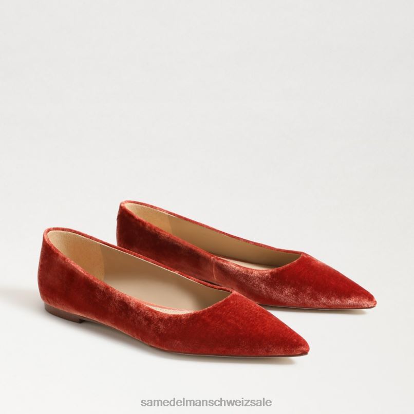 CH Sam Edelman Frauen Wanda spitze Zehenpartie flach Canyon-Orange-Samt X2J86475 Schuhwerk