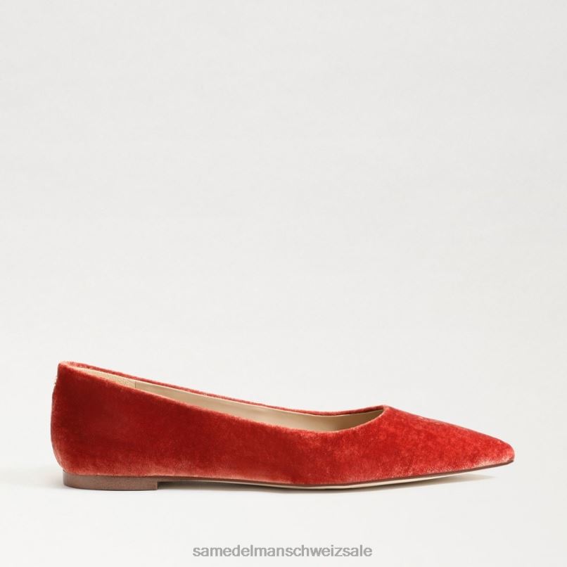 CH Sam Edelman Frauen Wanda spitze Zehenpartie flach Canyon-Orange-Samt X2J86475 Schuhwerk