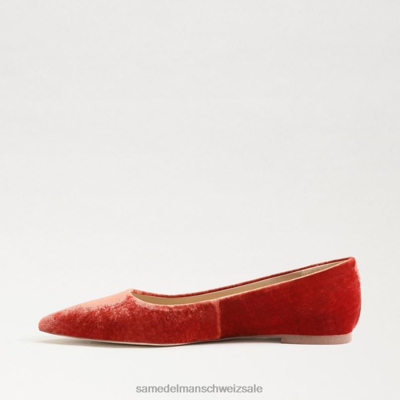 CH Sam Edelman Frauen Wanda spitze Zehenpartie flach Canyon-Orange-Samt X2J86475 Schuhwerk
