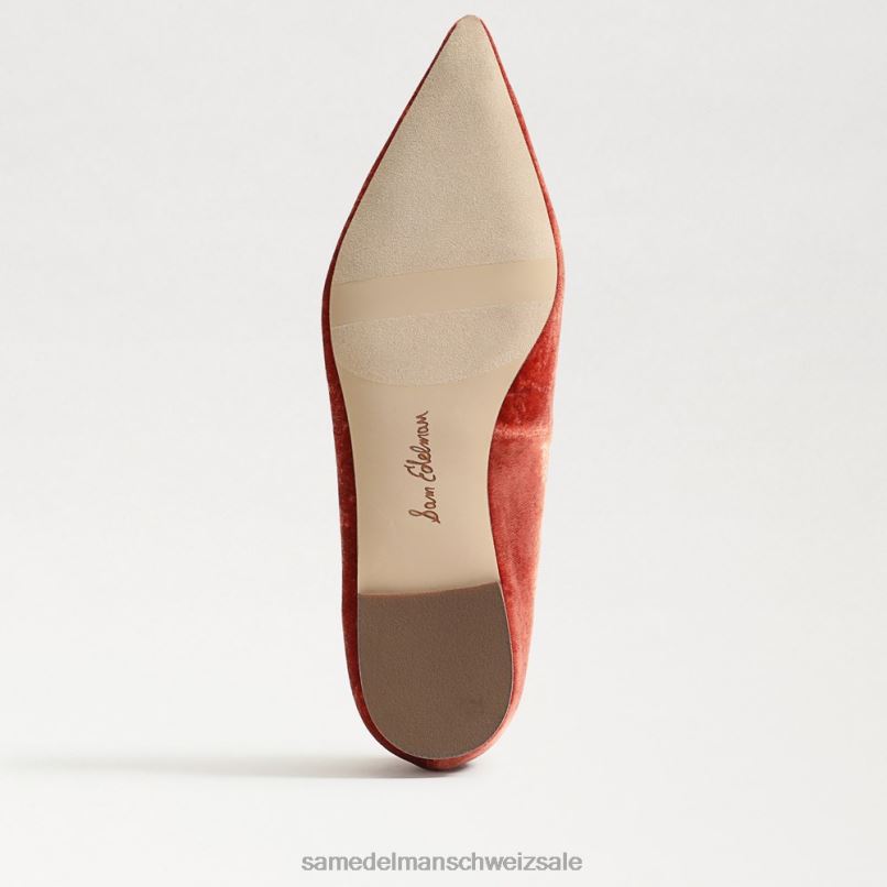 CH Sam Edelman Frauen Wanda spitze Zehenpartie flach Canyon-Orange-Samt X2J86475 Schuhwerk