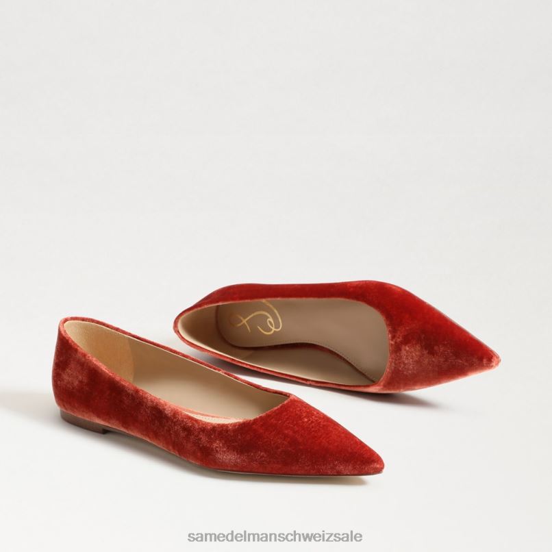 CH Sam Edelman Frauen Wanda spitze Zehenpartie flach Canyon-Orange-Samt X2J86475 Schuhwerk