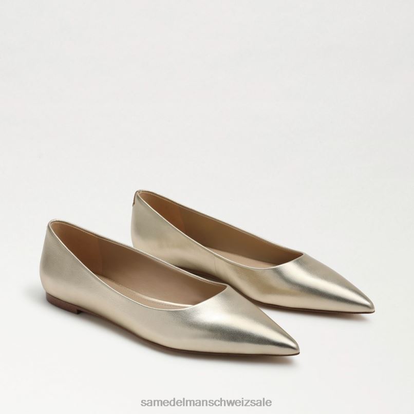CH Sam Edelman Frauen Wanda spitze Zehenpartie flach geschmolzenes Goldleder X2J86481 Schuhwerk