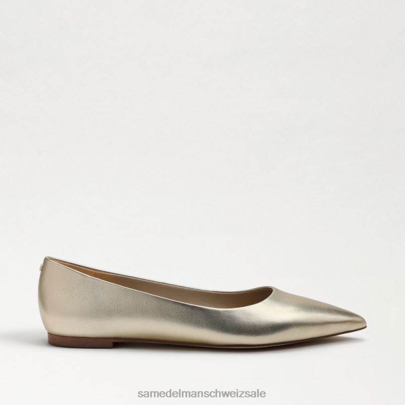 CH Sam Edelman Frauen Wanda spitze Zehenpartie flach geschmolzenes Goldleder X2J86481 Schuhwerk