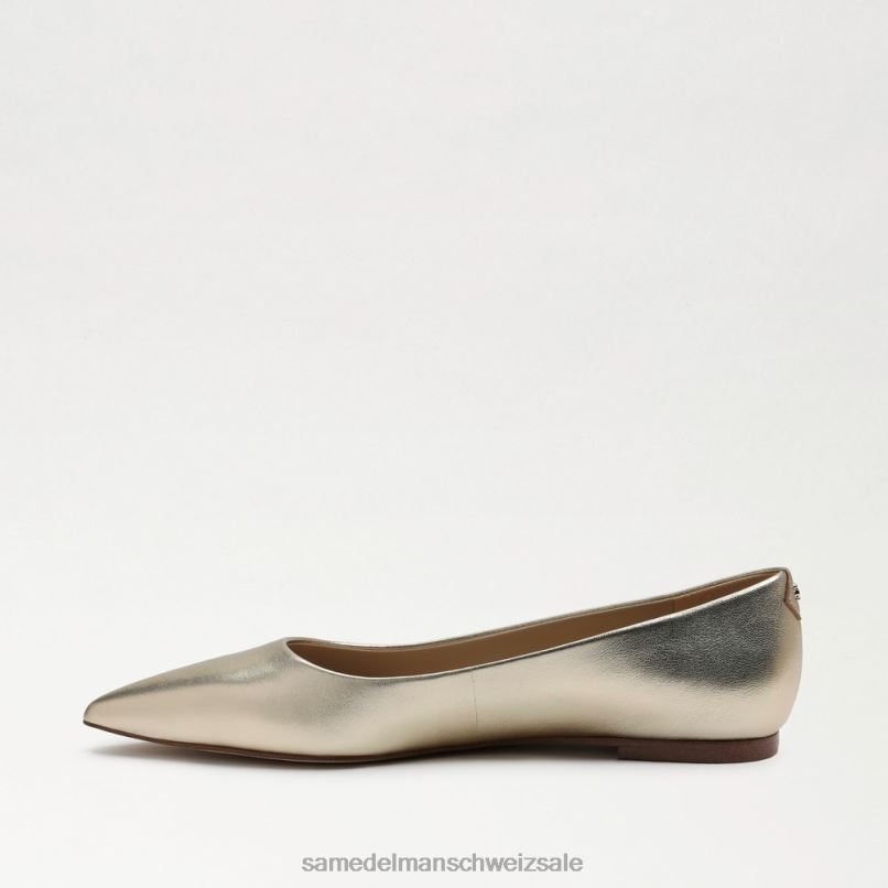 CH Sam Edelman Frauen Wanda spitze Zehenpartie flach geschmolzenes Goldleder X2J86481 Schuhwerk