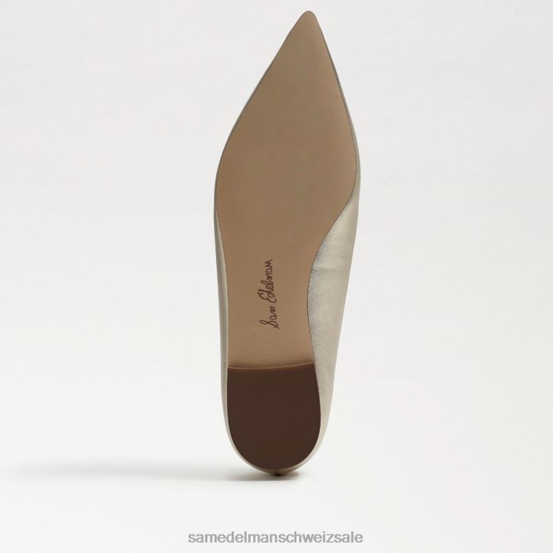 CH Sam Edelman Frauen Wanda spitze Zehenpartie flach geschmolzenes Goldleder X2J86481 Schuhwerk