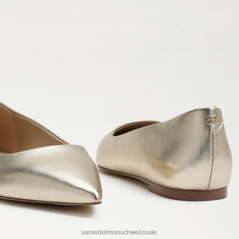 CH Sam Edelman Frauen Wanda spitze Zehenpartie flach geschmolzenes Goldleder X2J86481 Schuhwerk