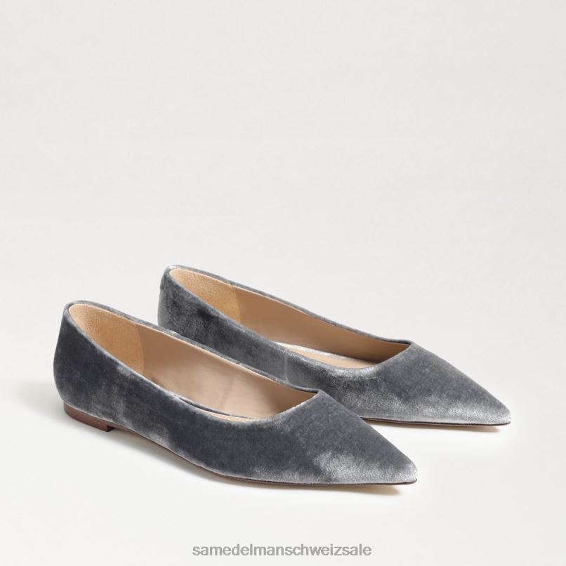 CH Sam Edelman Frauen Wanda spitze Zehenpartie flach rauchblauer Samt X2J86474 Schuhwerk