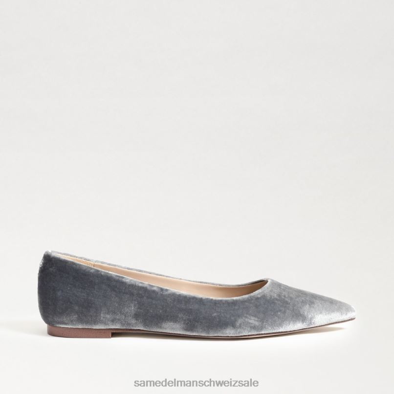 CH Sam Edelman Frauen Wanda spitze Zehenpartie flach rauchblauer Samt X2J86474 Schuhwerk