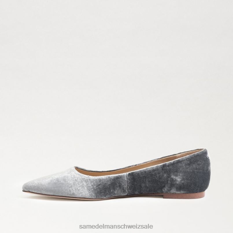 CH Sam Edelman Frauen Wanda spitze Zehenpartie flach rauchblauer Samt X2J86474 Schuhwerk