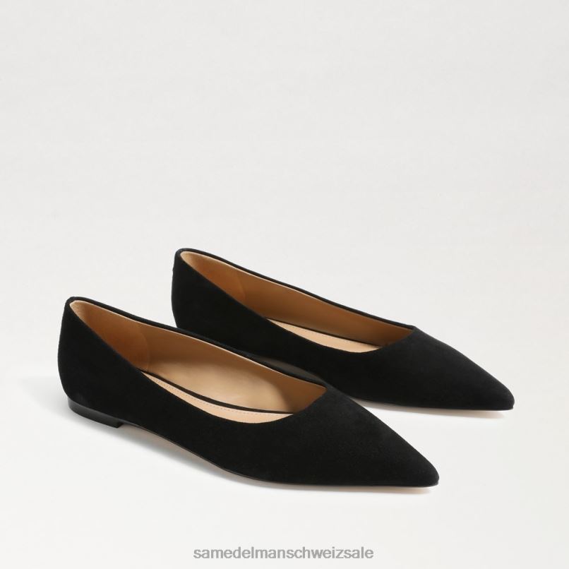 CH Sam Edelman Frauen Wanda spitze Zehenpartie flach schwarzes Wildleder X2J86484 Schuhwerk