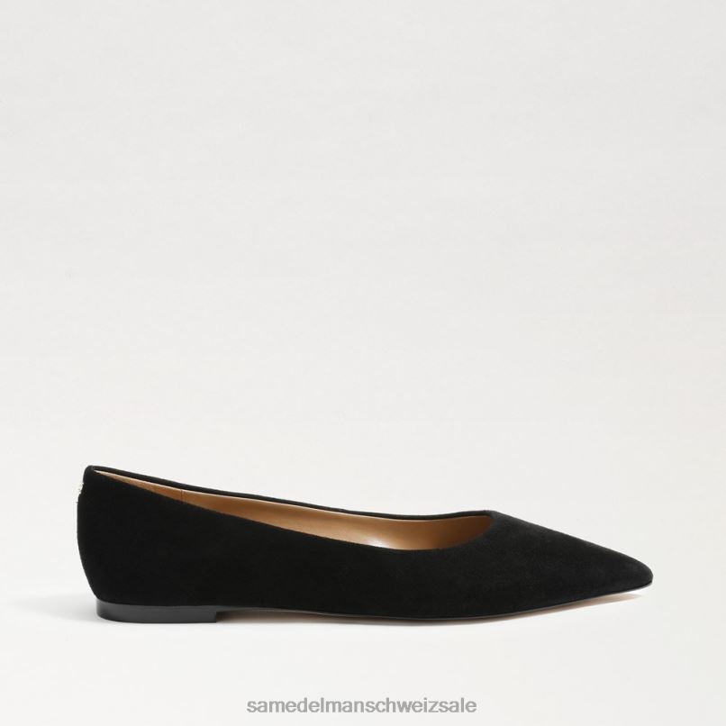 CH Sam Edelman Frauen Wanda spitze Zehenpartie flach schwarzes Wildleder X2J86484 Schuhwerk