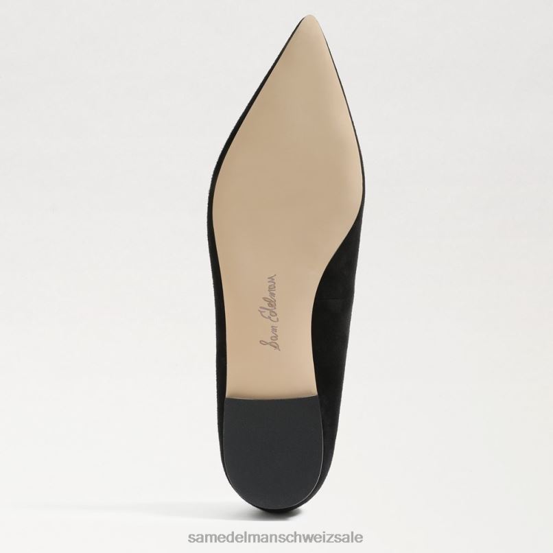 CH Sam Edelman Frauen Wanda spitze Zehenpartie flach schwarzes Wildleder X2J86484 Schuhwerk