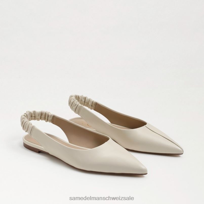 CH Sam Edelman Frauen Whitney Slingback, spitze Zehenpartie, flach modernes elfenbeinfarbenes Leder X2J86737 Schuhwerk
