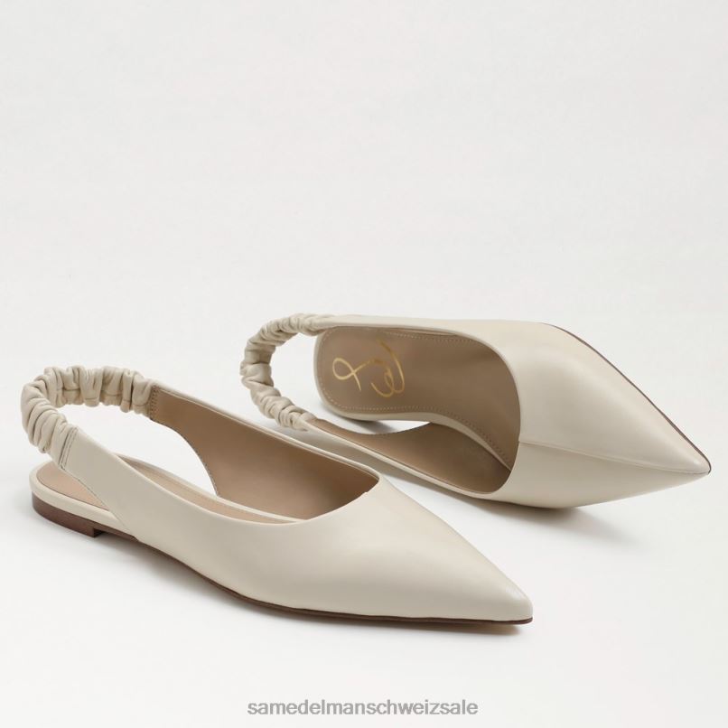 CH Sam Edelman Frauen Whitney Slingback, spitze Zehenpartie, flach modernes elfenbeinfarbenes Leder X2J86737 Schuhwerk
