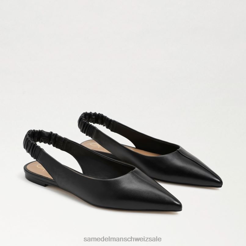 CH Sam Edelman Frauen Whitney Slingback, spitze Zehenpartie, flach schwarzes Leder X2J86736 Schuhwerk