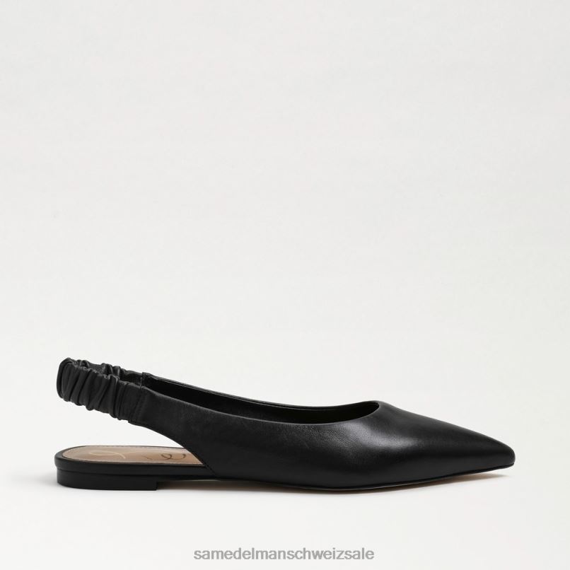CH Sam Edelman Frauen Whitney Slingback, spitze Zehenpartie, flach schwarzes Leder X2J86736 Schuhwerk