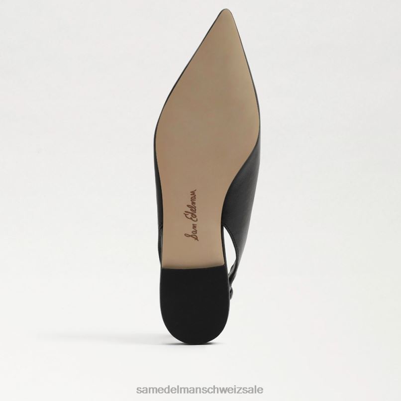 CH Sam Edelman Frauen Whitney Slingback, spitze Zehenpartie, flach schwarzes Leder X2J86736 Schuhwerk