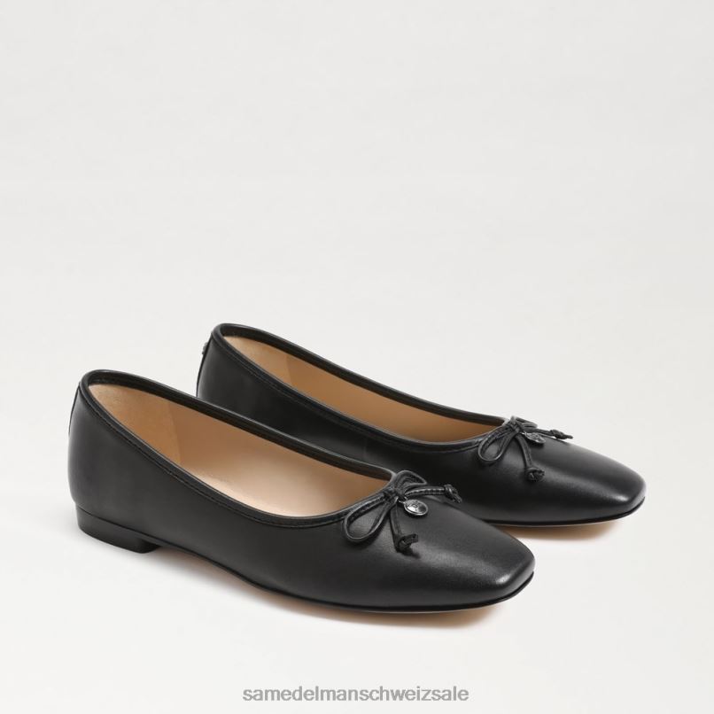 CH Sam Edelman Frauen Wiese Ballerina schwarzes Leder X2J86173 Schuhwerk