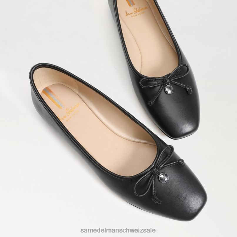 CH Sam Edelman Frauen Wiese Ballerina schwarzes Leder X2J86173 Schuhwerk