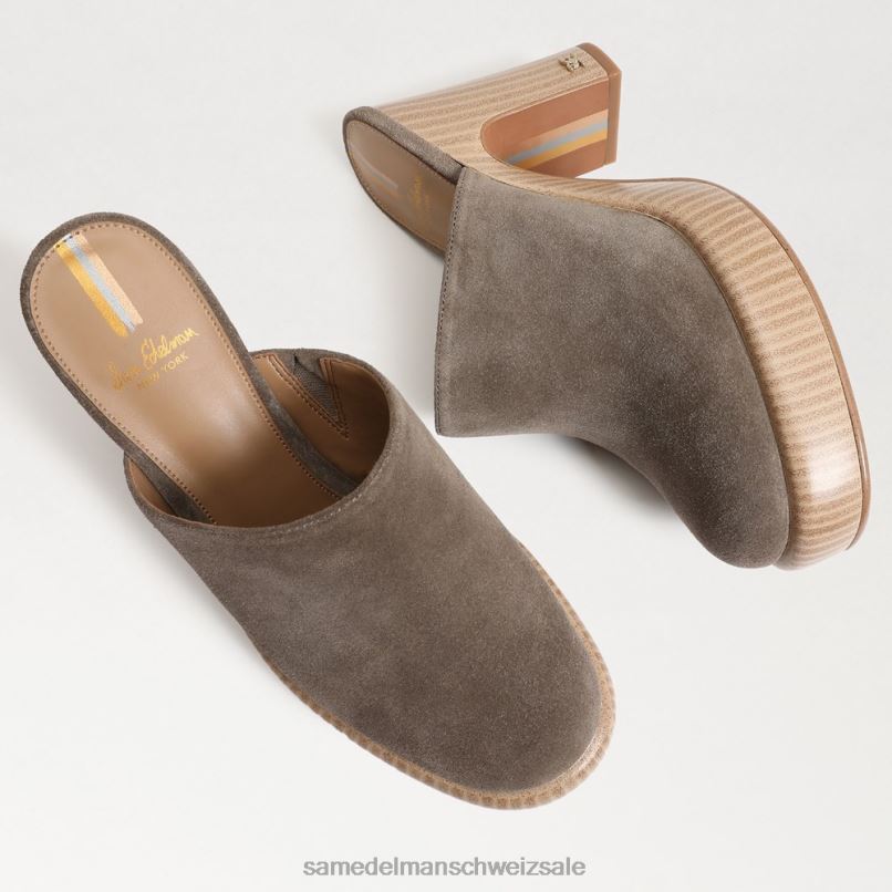 CH Sam Edelman Frauen Shiloh-Pantoletten mit Absatz Wüstenoliven-Wildleder X2J86716 Schuhwerk