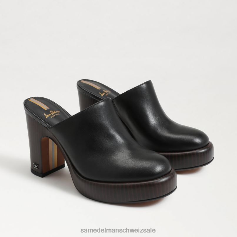 CH Sam Edelman Frauen Shiloh-Pantoletten mit Absatz schwarzes Leder X2J86714 Schuhwerk