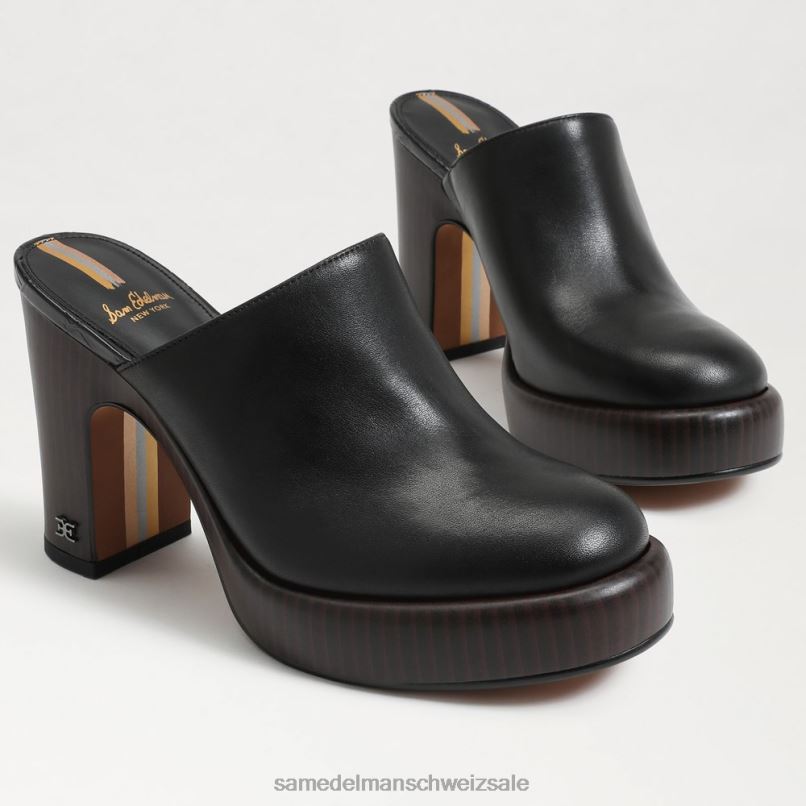 CH Sam Edelman Frauen Shiloh-Pantoletten mit Absatz schwarzes Leder X2J86714 Schuhwerk