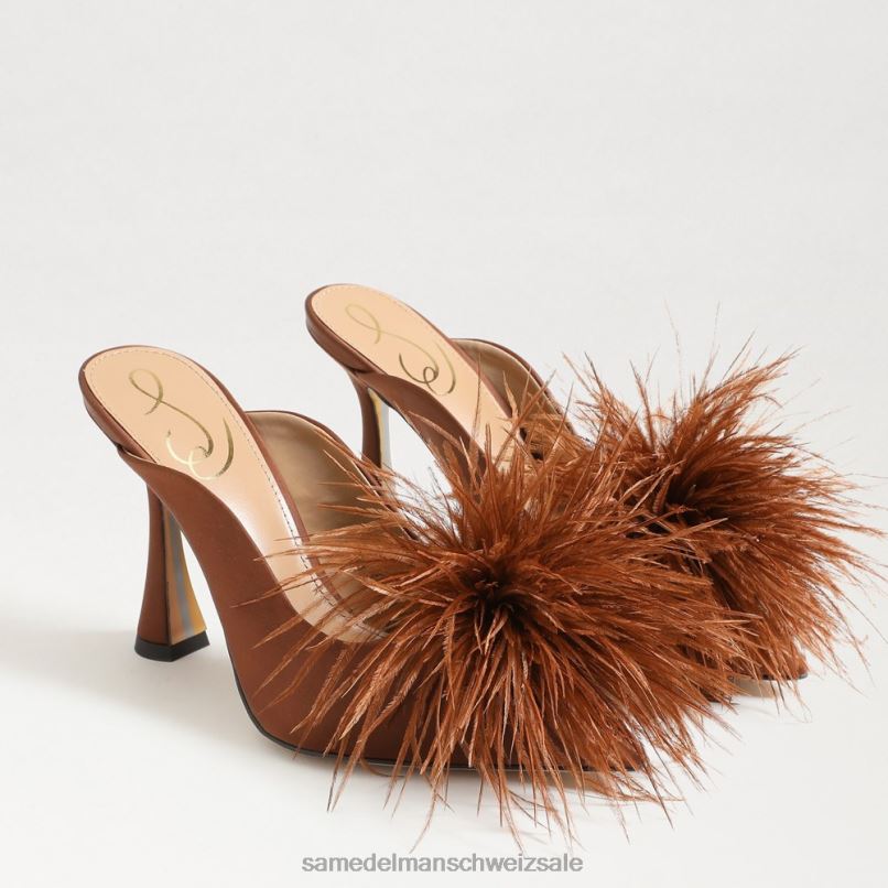 CH Sam Edelman Frauen Anthony Feder-Mule-Pumpe Kakaobrauner Satin X2J86726 Schuhwerk