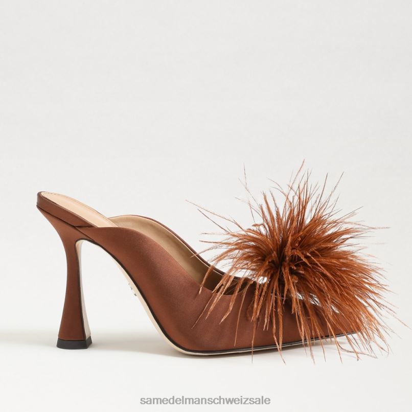CH Sam Edelman Frauen Anthony Feder-Mule-Pumpe Kakaobrauner Satin X2J86726 Schuhwerk