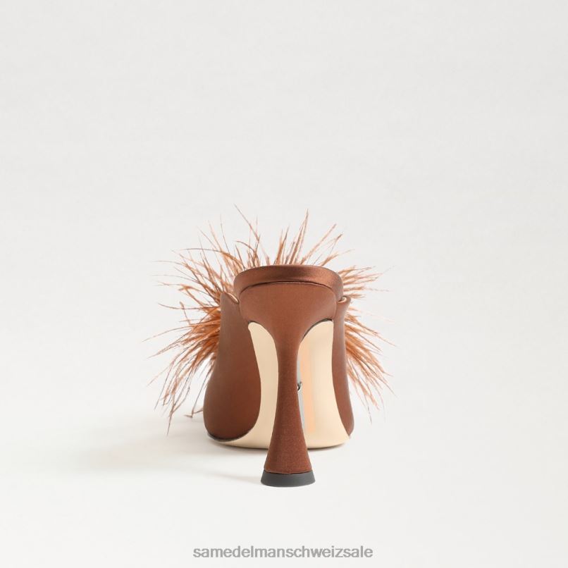 CH Sam Edelman Frauen Anthony Feder-Mule-Pumpe Kakaobrauner Satin X2J86726 Schuhwerk