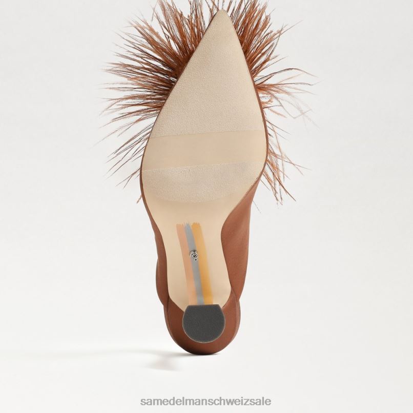CH Sam Edelman Frauen Anthony Feder-Mule-Pumpe Kakaobrauner Satin X2J86726 Schuhwerk
